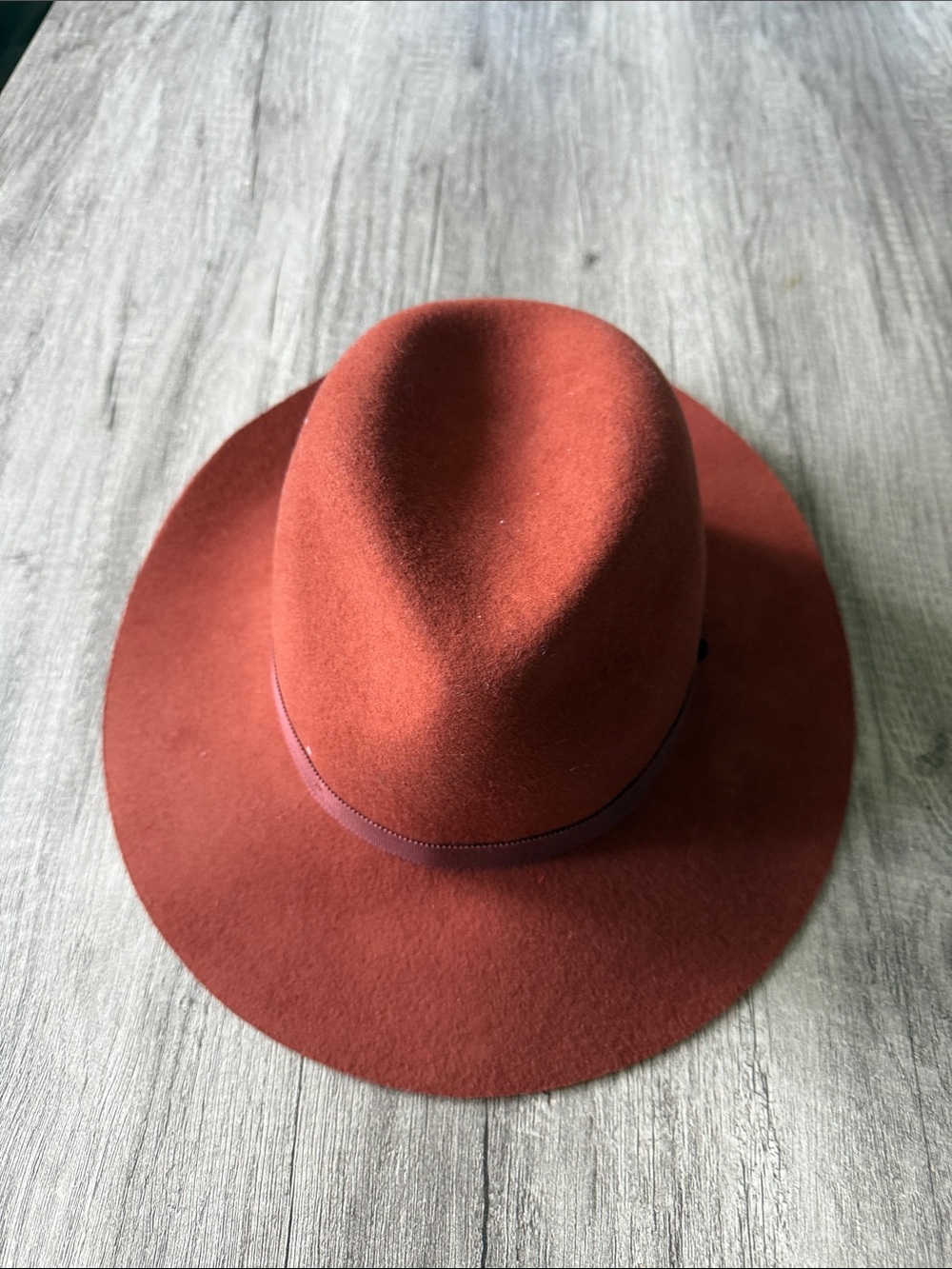 Alxiliary 100% wool Rust Felt Wide-Brim Fedora Hat - Unbranded